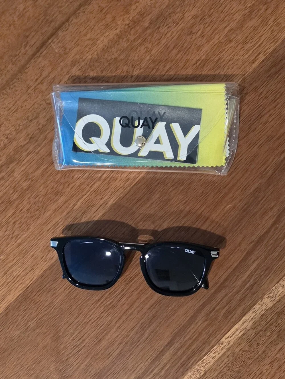 Quay Australia Black Polarized Jackpot Remixed Sunglasses with Smoke Lenses